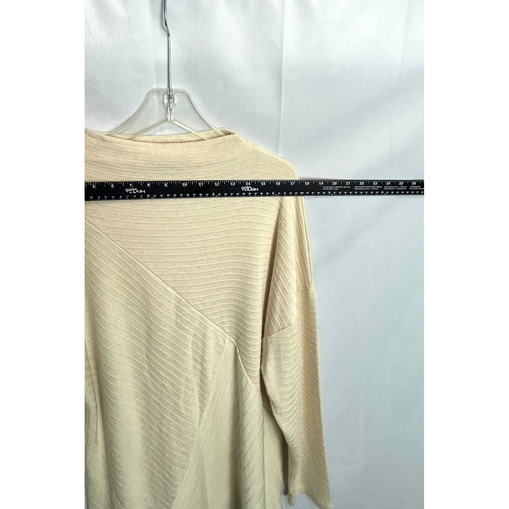 I.N. Studio Womens XL Cream Ribbed Mock Neck Diagonal Seam Tunic Top 0437L01 - Picture 2 of 8